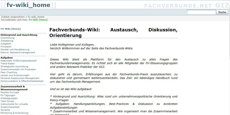 Wiki zum Management von Fachverbunden in der GIZ